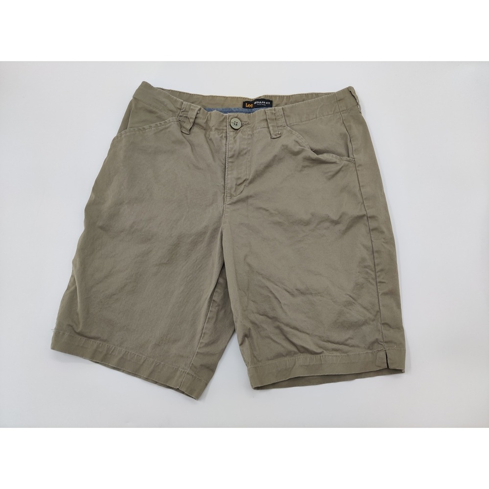 Lee Regular Fit Mid Rise Khaki Green Cotton Stretch Shorts Mens 8 Med 112314391